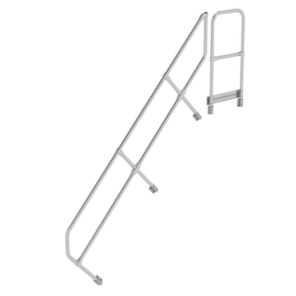 Munk Tweede leuning voor aluminium vaste trap met platform 45°, 9 treden Munk Tweede leuning voor aluminium vaste trap met platform 45°, 9 treden