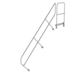 Roossien Tweede leuning voor aluminium vaste trap met platform 45°, 9 treden