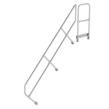 Munk Tweede leuning voor aluminium vaste trap met platform 45°, 9 treden Munk Tweede leuning voor aluminium vaste trap met platform 45°, 9 treden