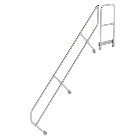 Roossien Tweede leuning voor aluminium vaste trap met platform 45°, 10 treden