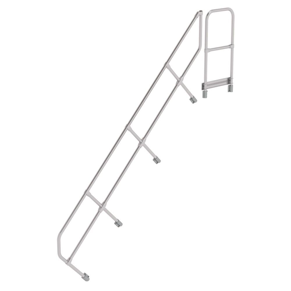 Roossien Tweede leuning voor aluminium vaste trap met platform 45°, 11 treden