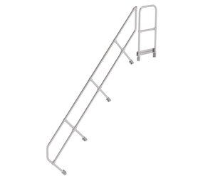 Roossien Tweede leuning voor aluminium vaste trap met platform 45°, 11 treden