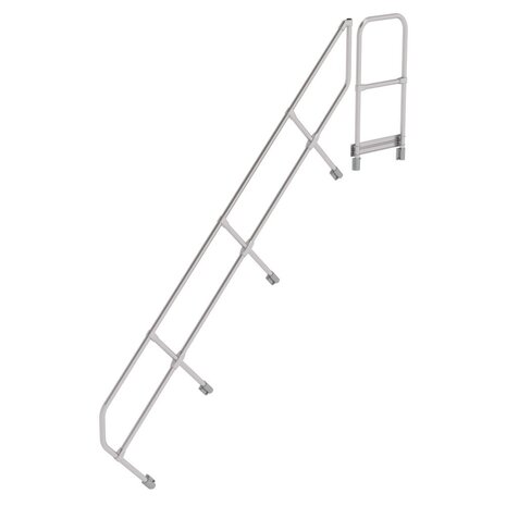 Munk Tweede leuning voor aluminium vaste trap met platform 45°, 11 treden Munk Tweede leuning voor aluminium vaste trap met platform 45°, 11 treden