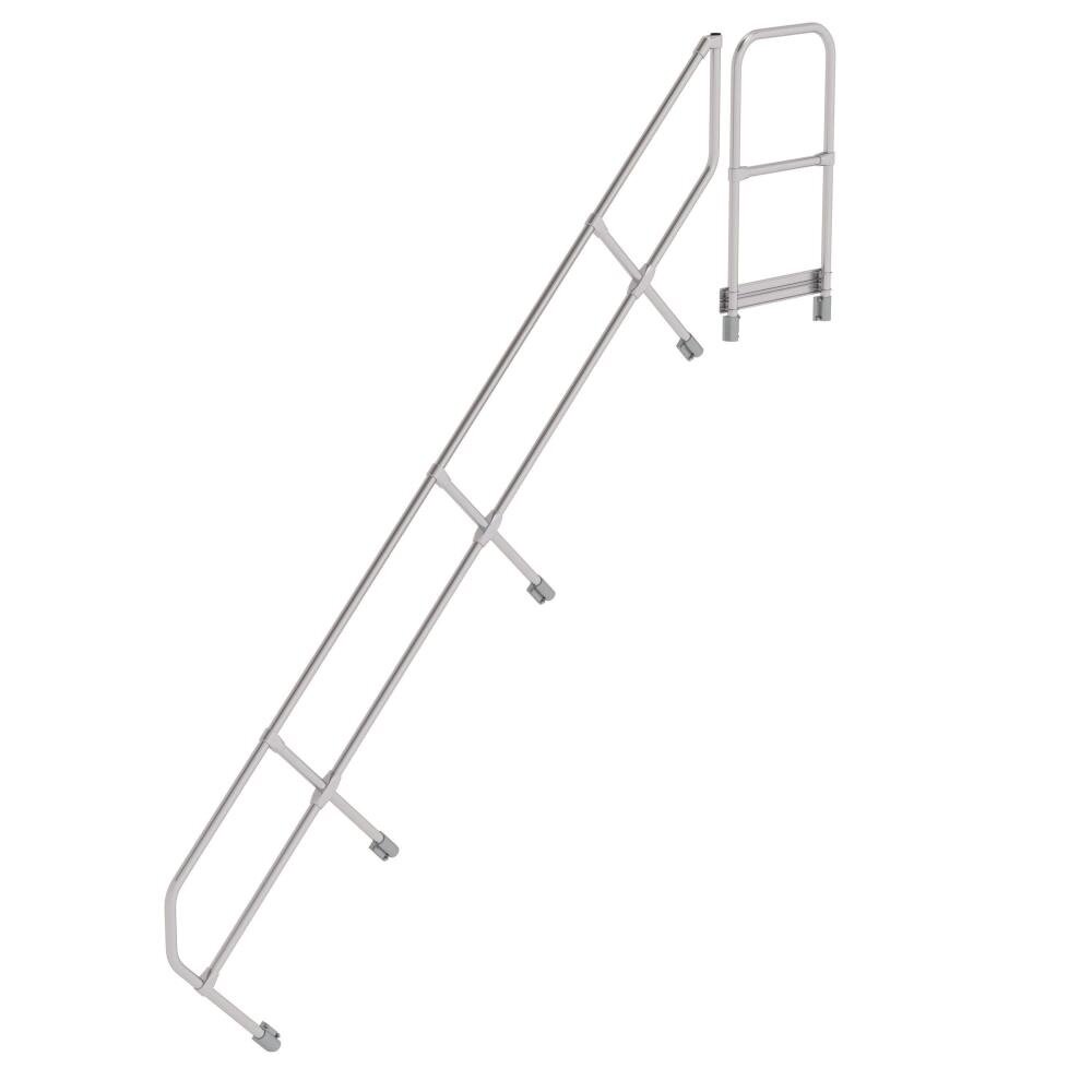 Munk Tweede leuning voor aluminium vaste trap met platform 45°, 12 treden Munk Tweede leuning voor aluminium vaste trap met platform 45°, 12 treden