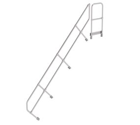 Munk Tweede leuning voor aluminium vaste trap met platform 45°, 12 treden