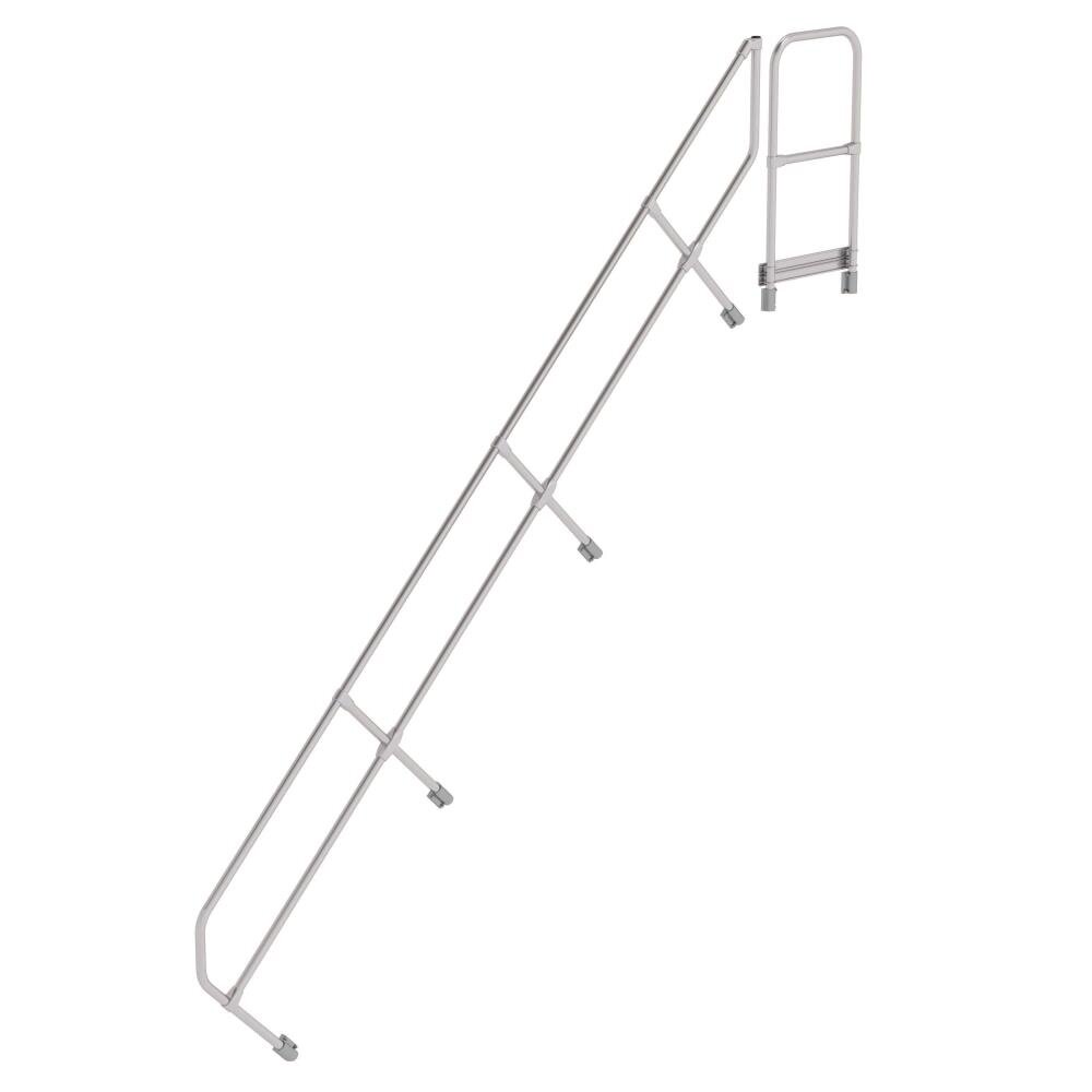 Munk Tweede leuning voor aluminium vaste trap met platform 45°, 14 treden Munk Tweede leuning voor aluminium vaste trap met platform 45°, 14 treden