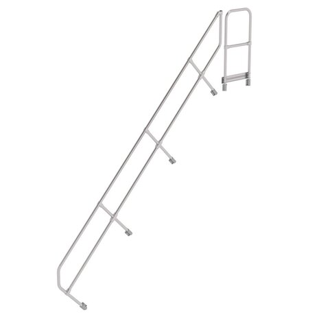 Munk Tweede leuning voor aluminium vaste trap met platform 45°, 14 treden Munk Tweede leuning voor aluminium vaste trap met platform 45°, 14 treden