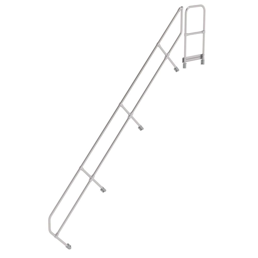 Roossien Tweede leuning voor aluminium vaste trap met platform 45°, 15 treden