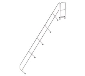 Roossien Tweede leuning voor aluminium vaste trap met platform 45°, 16 treden Roossien Tweede leuning voor aluminium vaste trap met platform 45°, 16 treden