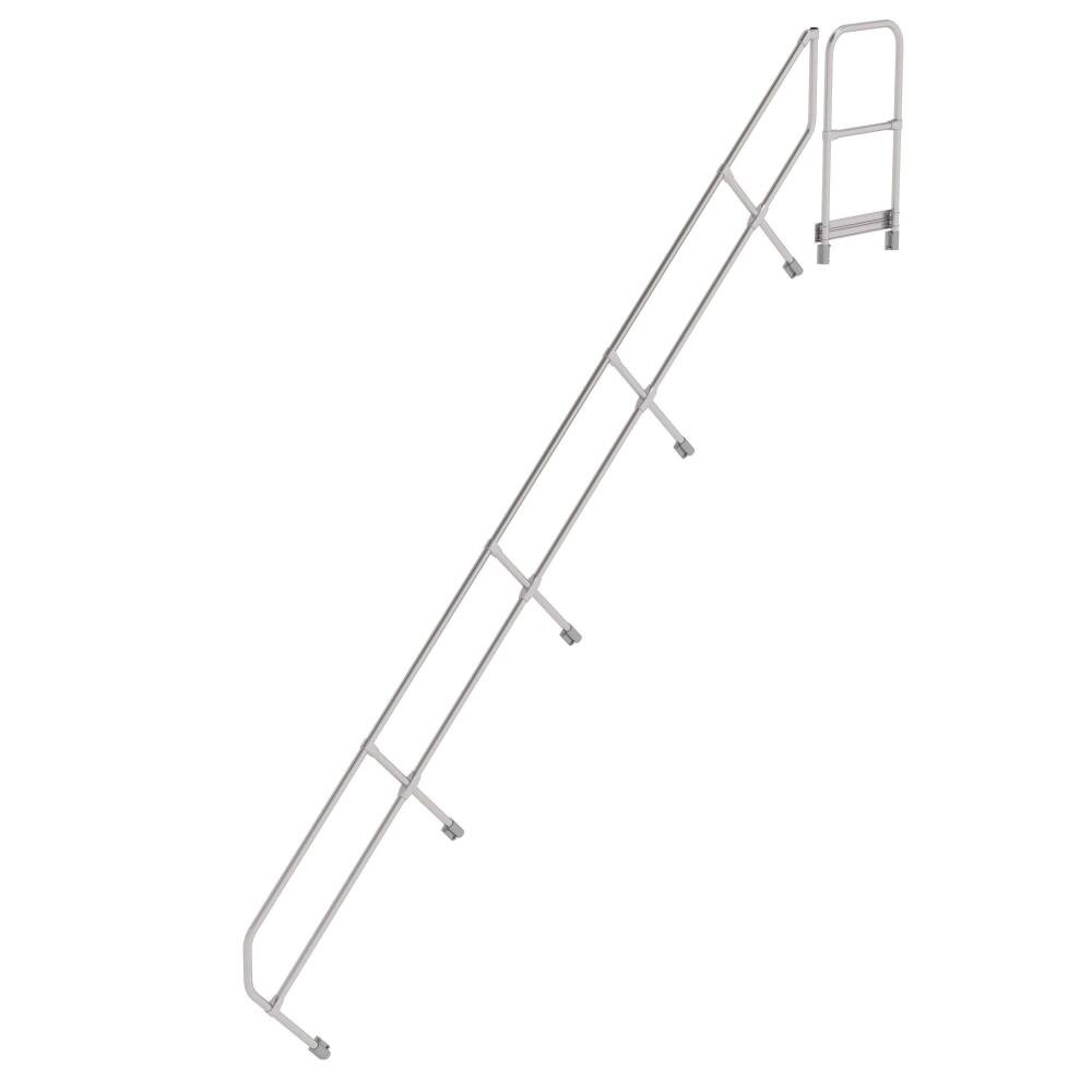 Munk Tweede leuning voor aluminium vaste trap met platform 45°, 17 treden Munk Tweede leuning voor aluminium vaste trap met platform 45°, 17 treden