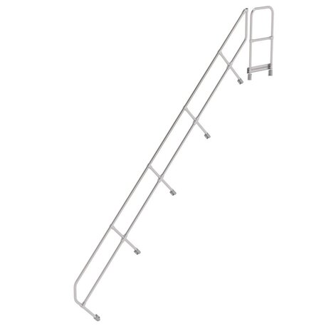 Roossien Tweede leuning voor aluminium vaste trap met platform 45°, 17 treden