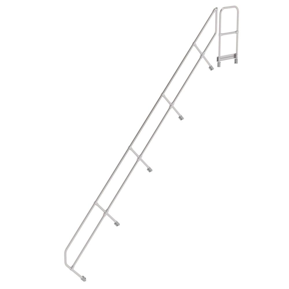 Munk Tweede leuning voor aluminium vaste trap met platform 45°, 18 treden Munk Tweede leuning voor aluminium vaste trap met platform 45°, 18 treden