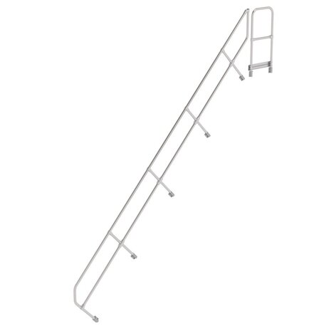 Munk Tweede leuning voor aluminium vaste trap met platform 45°, 18 treden Munk Tweede leuning voor aluminium vaste trap met platform 45°, 18 treden