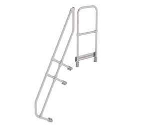 Munk Tweede leuning voor aluminium vaste trap met platform 60°, 6 treden Munk Tweede leuning voor aluminium vaste trap met platform 60°, 6 treden