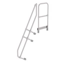 Roossien Tweede leuning voor aluminium vaste trap met platform 60°, 6 treden