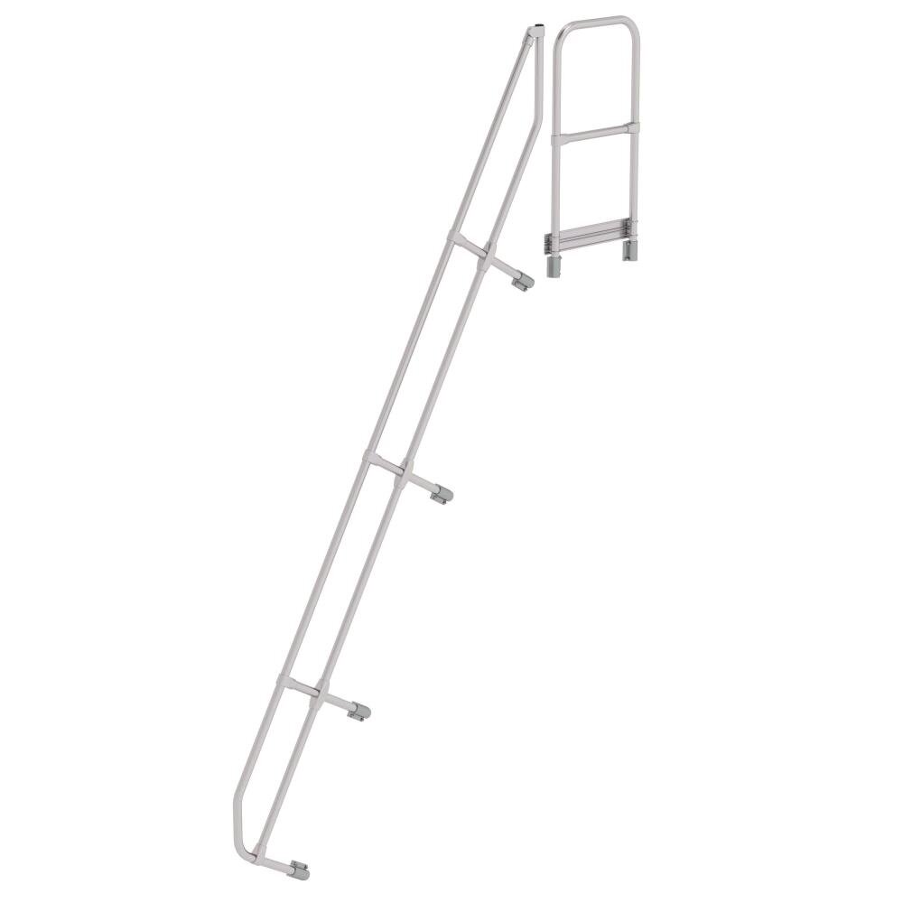 Munk Tweede leuning voor aluminium vaste trap met platform 60°, 13 treden Munk Tweede leuning voor aluminium vaste trap met platform 60°, 13 treden