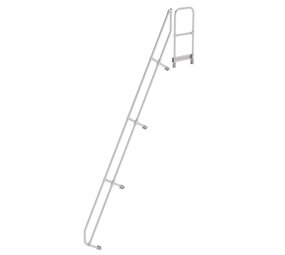 Roossien Tweede leuning voor aluminium vaste trap met platform 60°, 16 treden Roossien Tweede leuning voor aluminium vaste trap met platform 60°, 16 treden