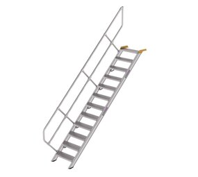 Roossien Aluminium vaste trap 45°, 12 treden (600mm breed)