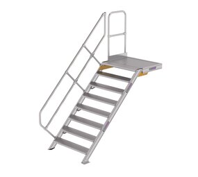 Roossien Vaste trap met platform 45°, 8 treden (1.000mm breed) Roossien Vaste trap met platform 45°, 8 treden (1.000mm breed)