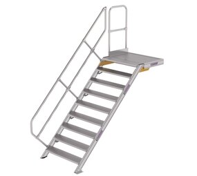 Munk Vaste trap met platform 45°, 9 treden (1.000mm breed)