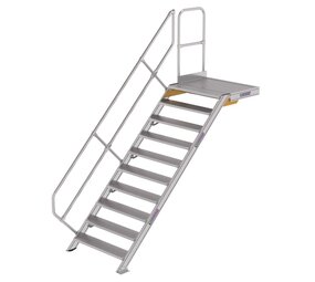 Munk Vaste trap met platform 45°, 10 treden (1.000mm breed)