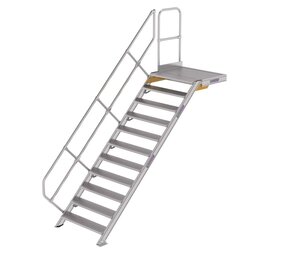 Roossien Vaste trap met platform 45°, 11 treden (1.000mm breed) Roossien Vaste trap met platform 45°, 11 treden (1.000mm breed)