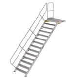 Munk Vaste trap met platform 45°, 14 treden (1.000mm breed)
