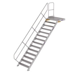 Roossien Vaste trap met platform 45°, 14 treden (1.000mm breed)