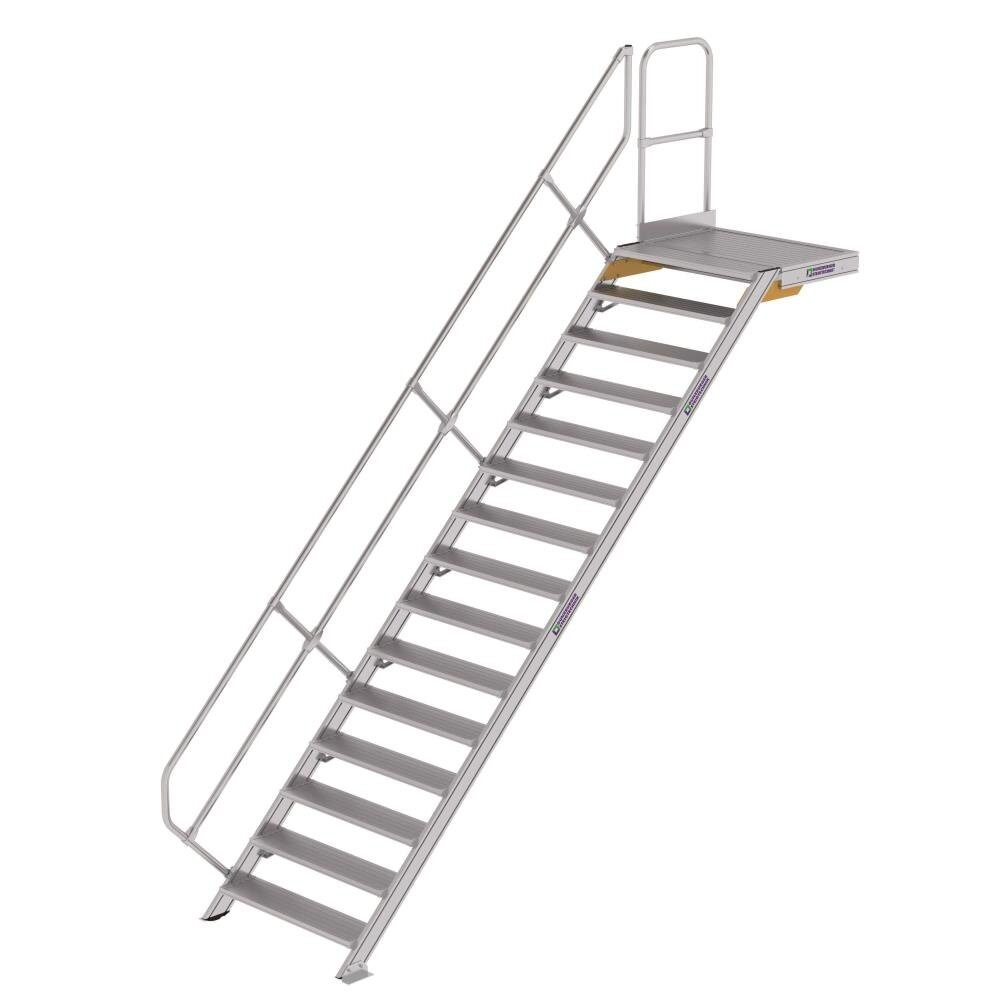 Munk Vaste trap met platform 45°, 15 treden (1.000mm breed) Munk Vaste trap met platform 45°, 15 treden (1.000mm breed)