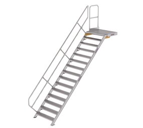 Roossien Vaste trap met platform 45°, 15 treden (1.000mm breed)