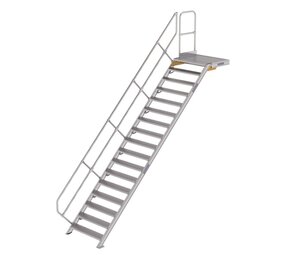 Roossien Vaste trap met platform 45°, 17 treden (1.000mm breed)