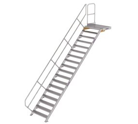 Munk Vaste trap met platform 45°, 18 treden (1.000mm breed)