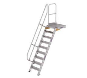 Munk Vaste trap met platform 60°, 9 treden (600mm breed)
