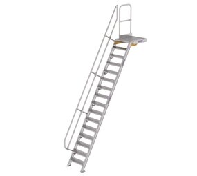 Roossien Vaste trap met platform 60°, 16 treden (600mm breed)