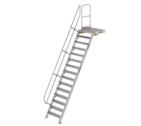 Munk Vaste trap met platform 60°, 15 treden (800mm breed)