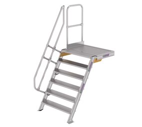 Munk Vaste trap met platform 60°, 6 treden (1.000mm breed)