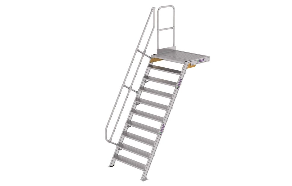 Vaste trap met platform 60°, 10 treden (1.000mm breed)
