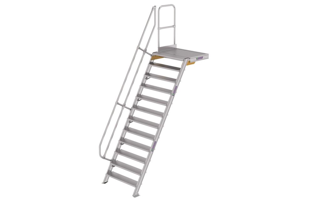 Vaste trap met platform 60°, 12 treden (1.000mm breed)