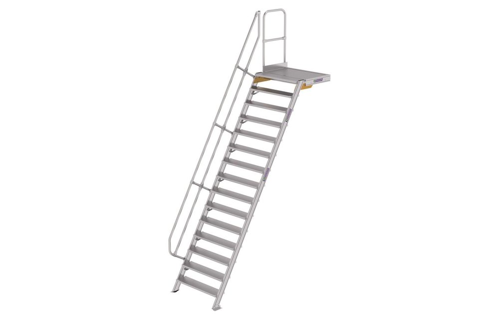Vaste trap met platform 60°, 15 treden (1.000mm breed)