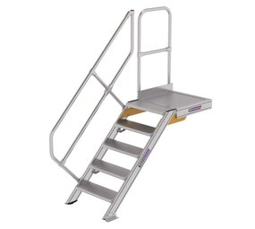 Roossien Vaste trap met platform 45°, 5 treden (600mm breed)