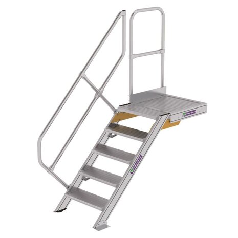 Roossien Vaste trap met platform 45°, 5 treden (600mm breed)