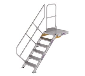Roossien Vaste trap met platform 45°, 6 treden (600mm breed)