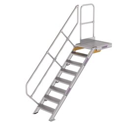 Munk Vaste trap met platform 45°, 8 treden (600mm breed)