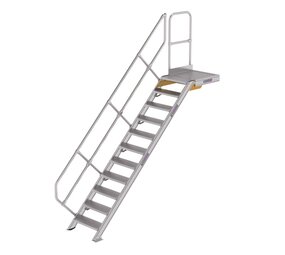 Munk Vaste trap met platform 45°, 11 treden (600mm breed)