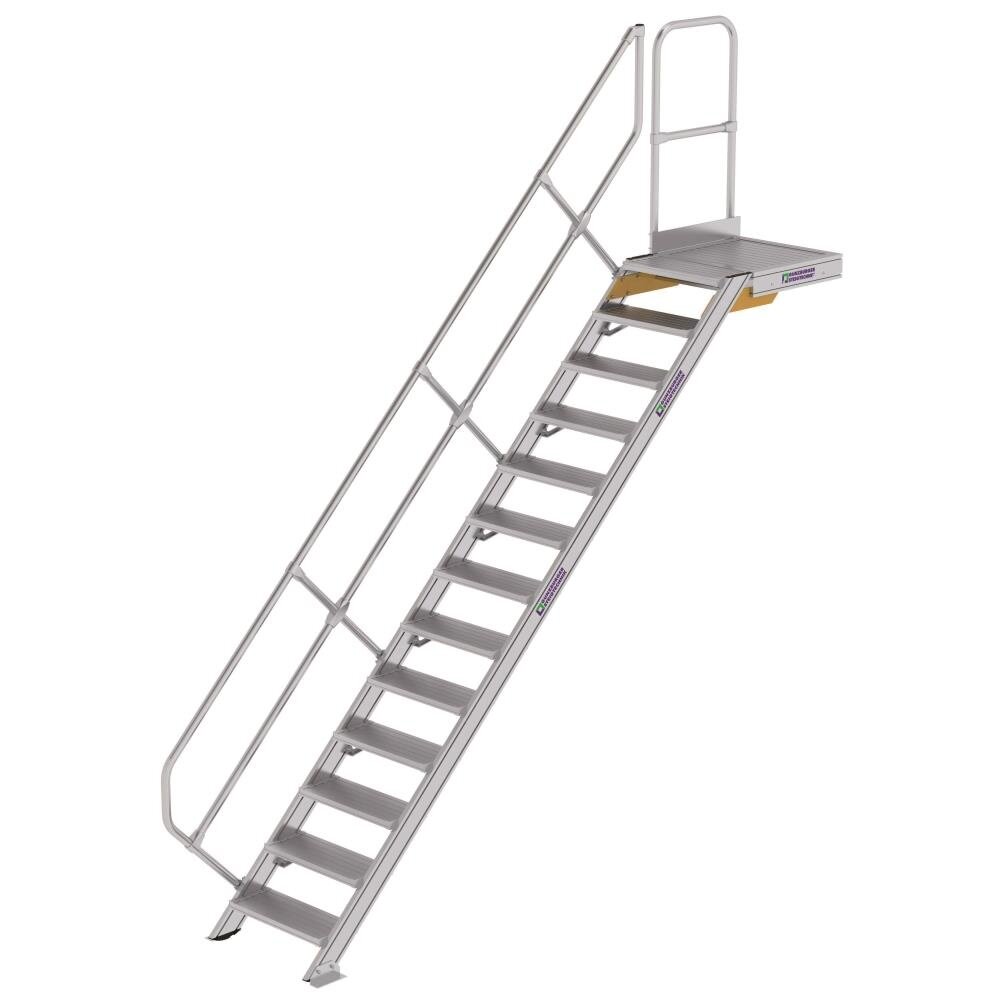 Roossien Vaste trap met platform 45°, 13 treden (600mm breed)