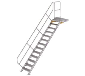 Roossien Vaste trap met platform 45°, 13 treden (600mm breed)