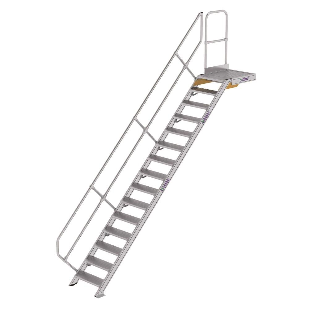 Munk Vaste trap met platform 45°, 15 treden (600mm breed) Munk Vaste trap met platform 45°, 15 treden (600mm breed)
