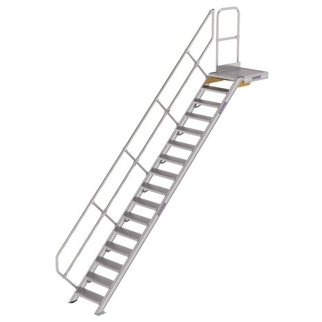Roossien Vaste trap met platform 45°, 16 treden (600mm breed)
