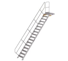Munk Vaste trap met platform 45°, 17 treden (600mm breed)