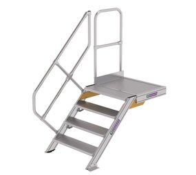 Roossien Vaste trap met platform 45°, 4 treden (800mm breed)